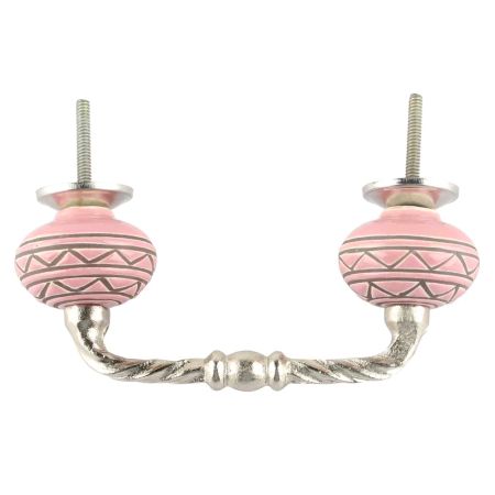 Pink Pattern Etched Ceramic Cut Bridge Handle